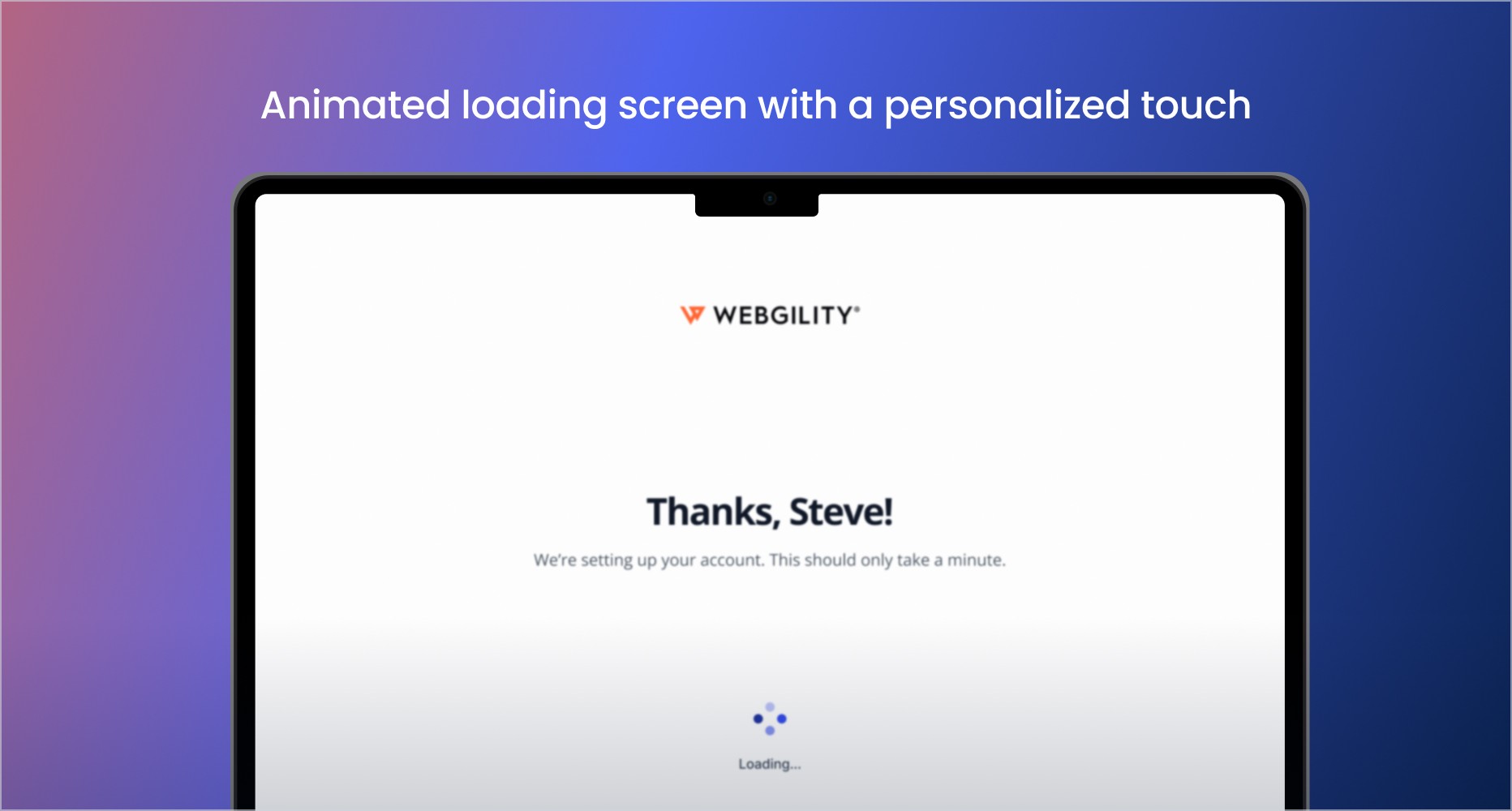 computer loading screen with text
