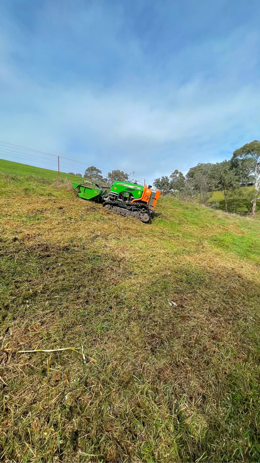 Maintaining safety while clearing steep, damp terrains