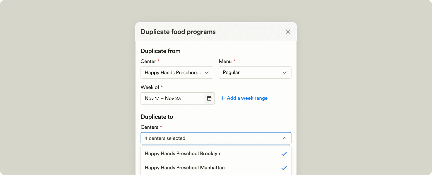 Multi location menu management