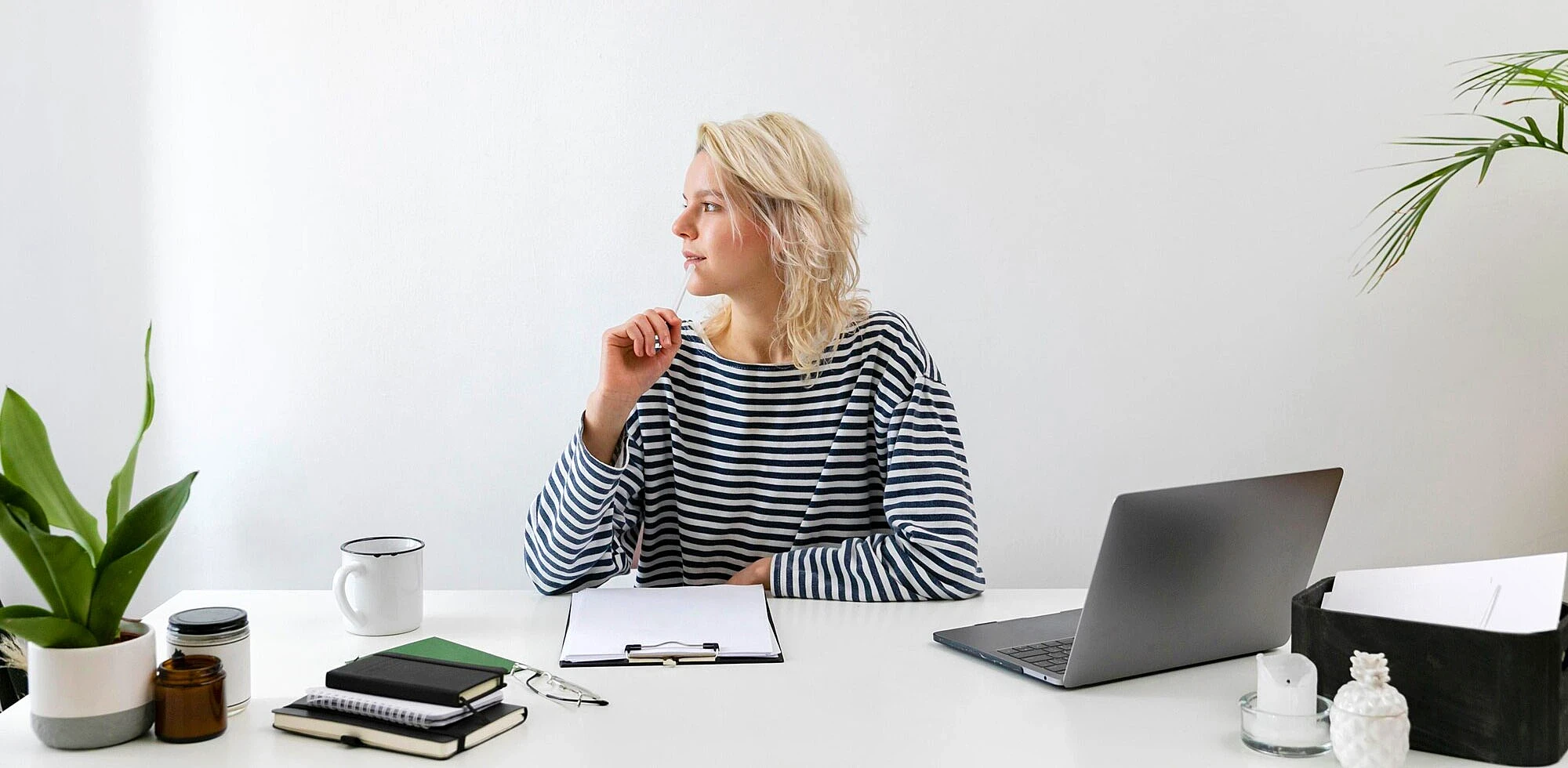 Young woman sat at desk