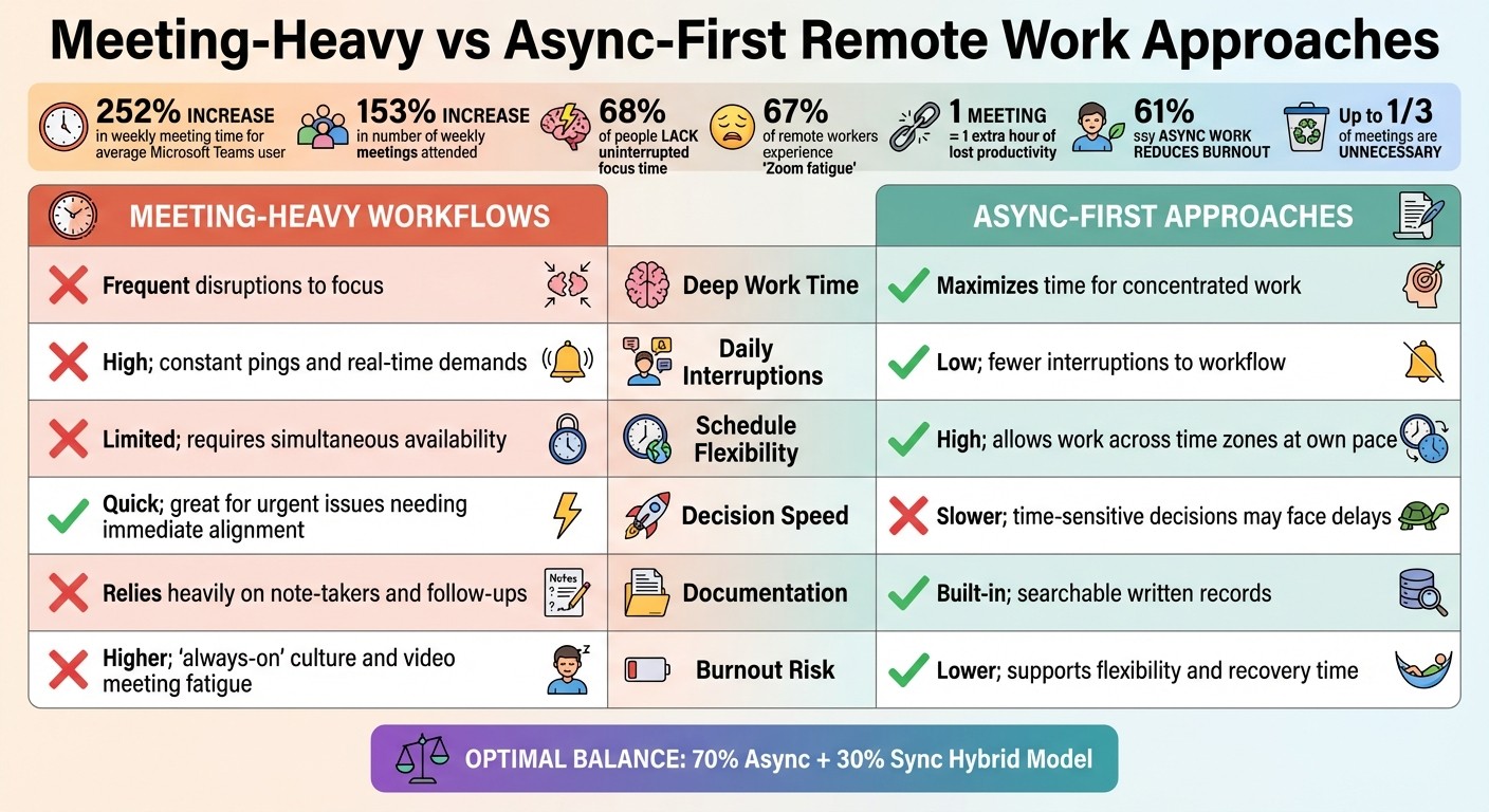 Meeting-Heavy vs Async-First Remote Work: Productivity Impact Comparison