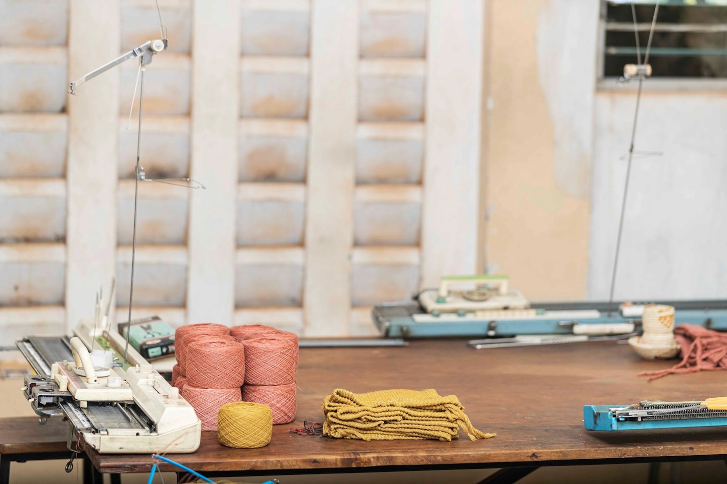 The workroom bench, mid-collection