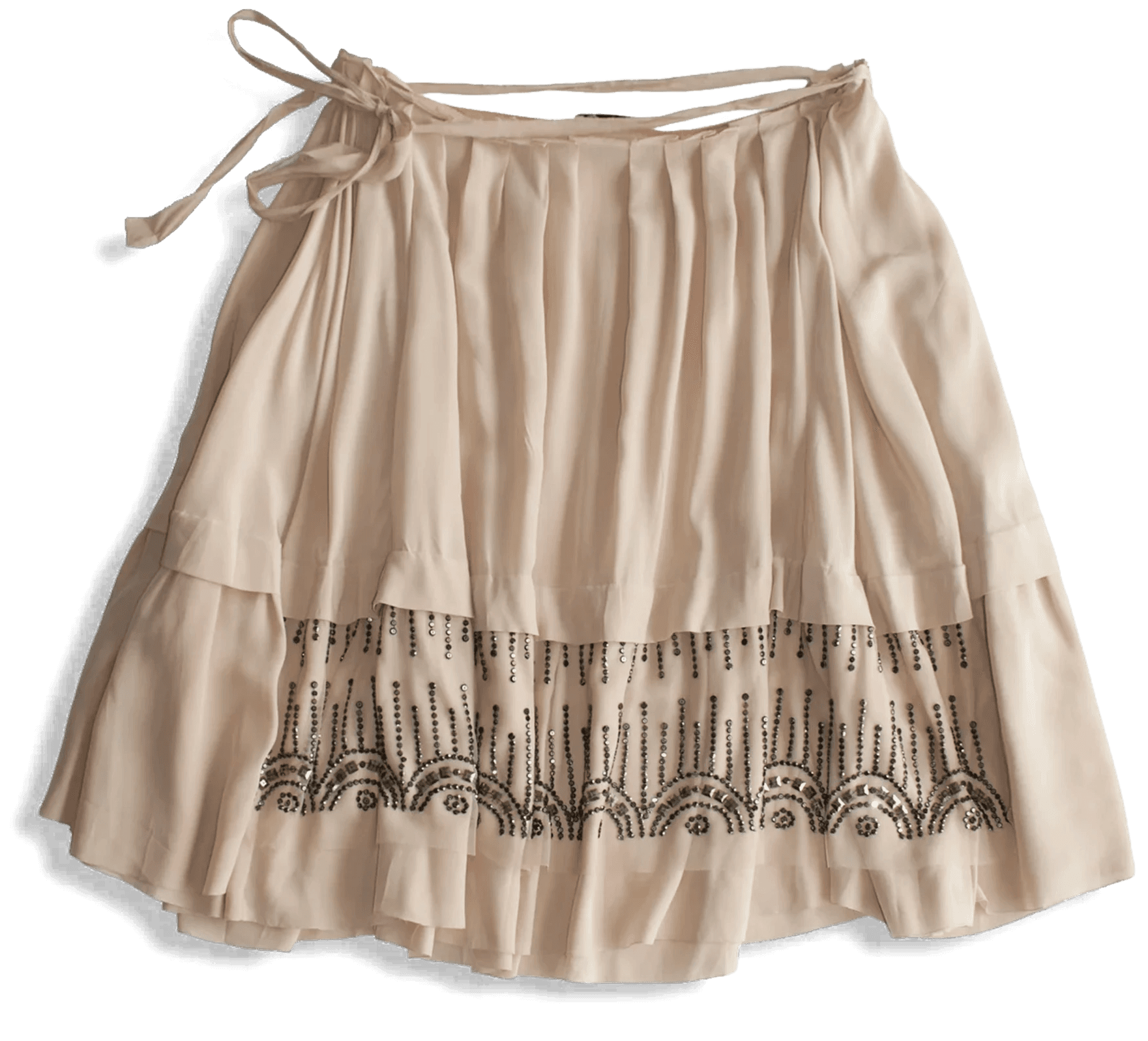 Beige Silk Mini Skirt