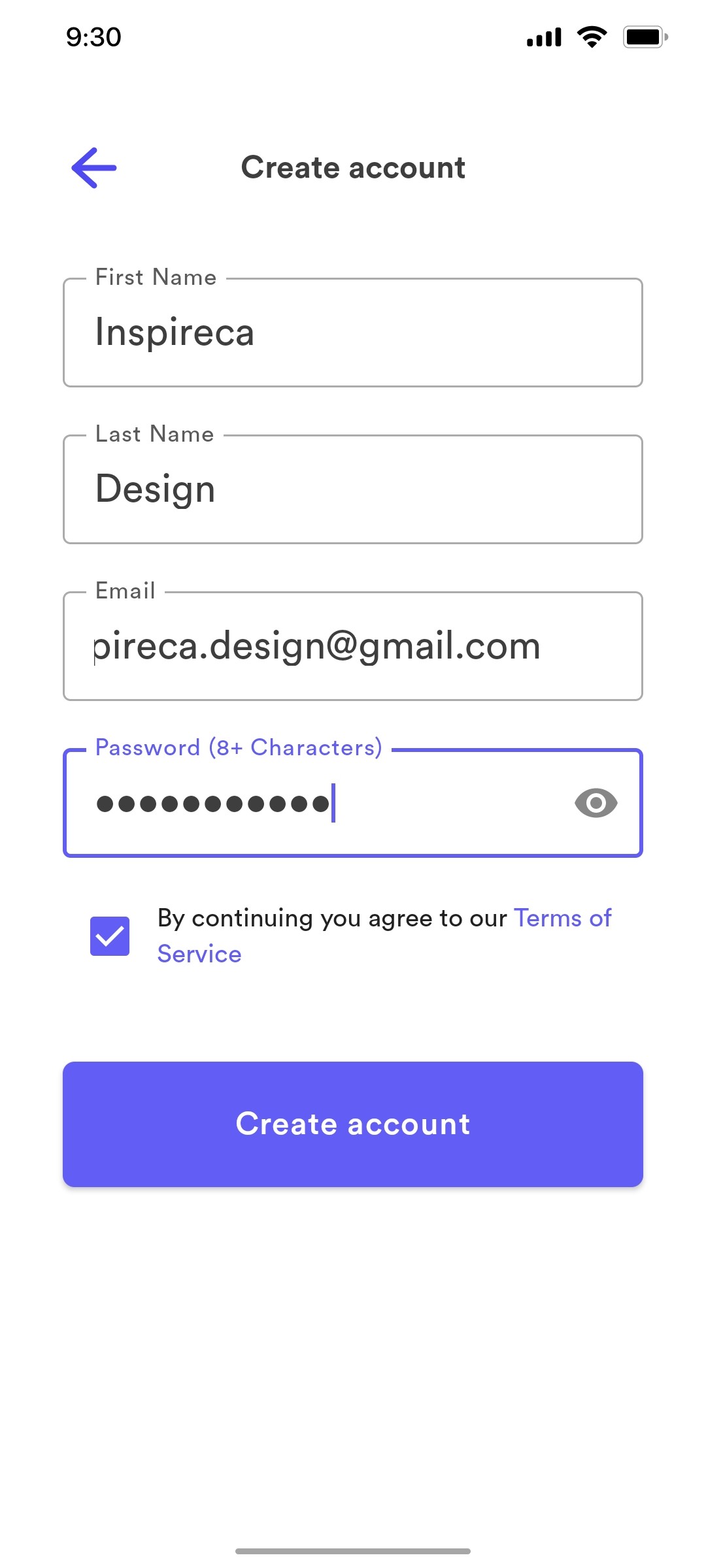 loom Create account 3 screen