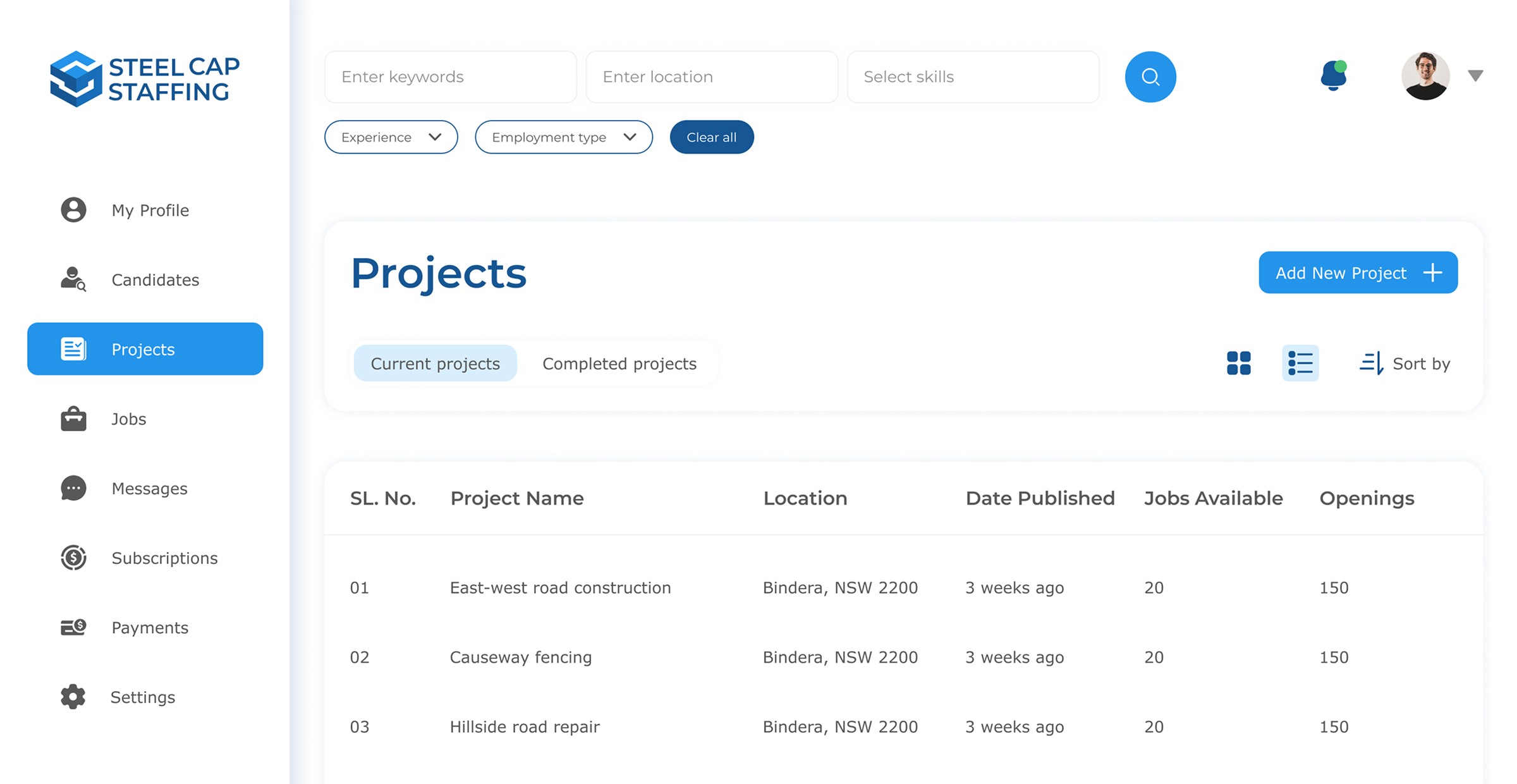 Advanced filtering in projects page