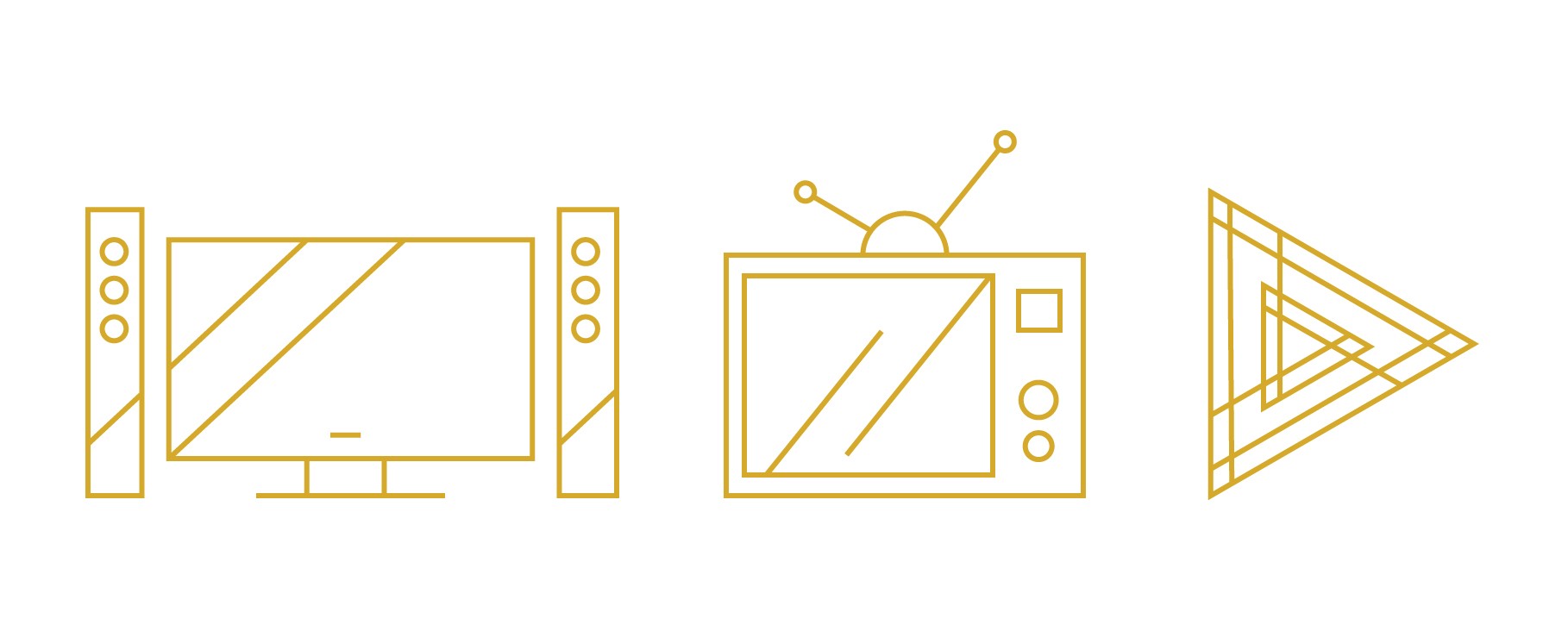  Here is a good example of content choice in an icon that can impact the brand voice. These icons all get at the idea of video, but each allows for a different tone of voice when referring to video. Does your company want to be modern with a fancy tv set up, or quirky and retro hipster with an old tv, or more geometric but straightforward with a play button? One option is more humorous, one is very stylistic and artistic, and the other choice is rich, modern and clean. 