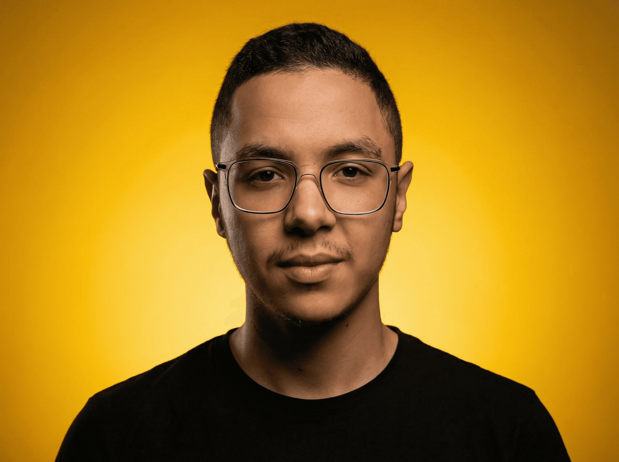 Person wearing a blue puffer jacket and red backpack standing in front of a light blue building on a city street.