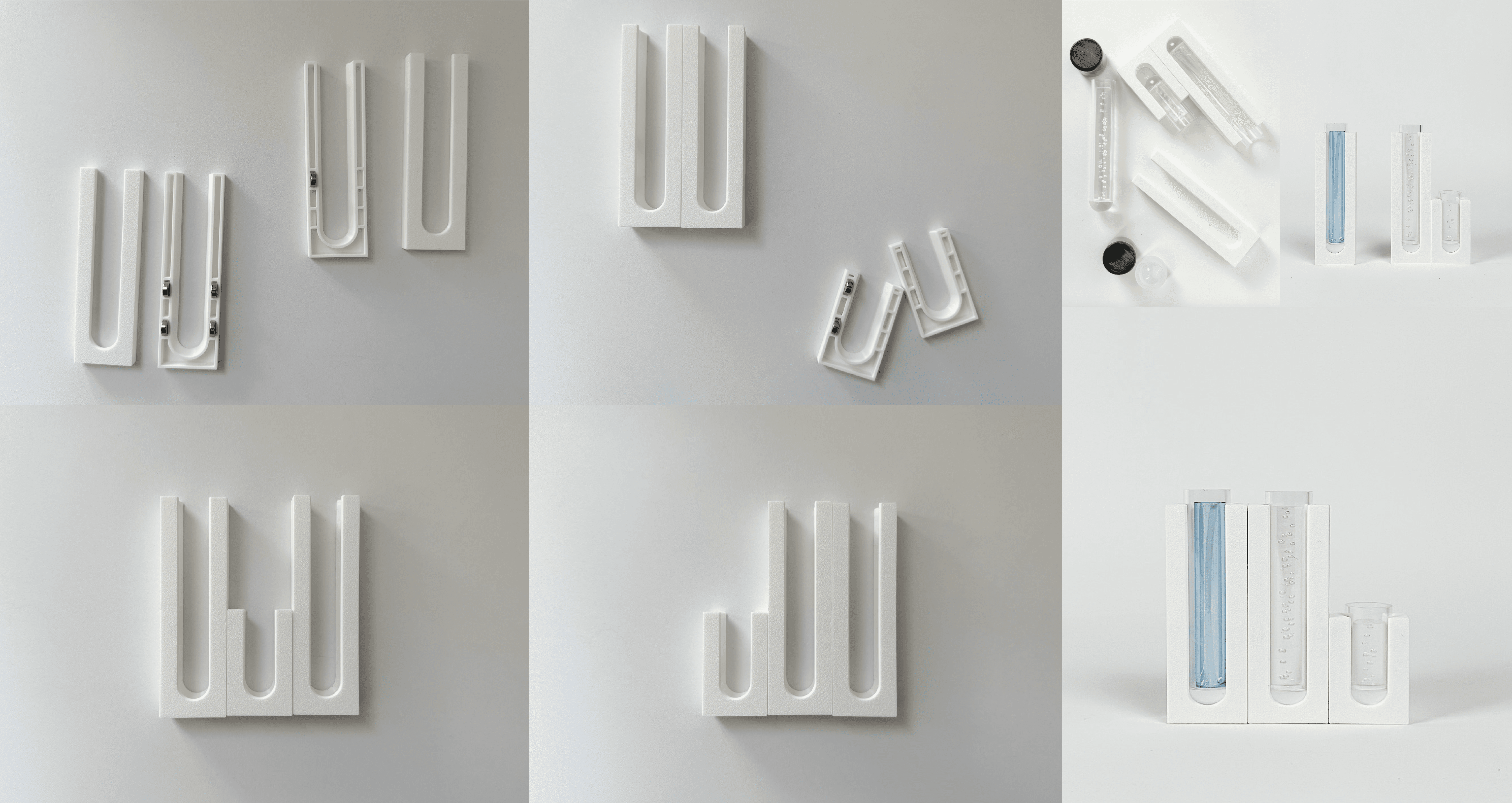 Close-up portrait of a model with pastel pink buzz-cut hair, soft pink eyeshadow, and multiple facial piercings, set against a vibrant green background.