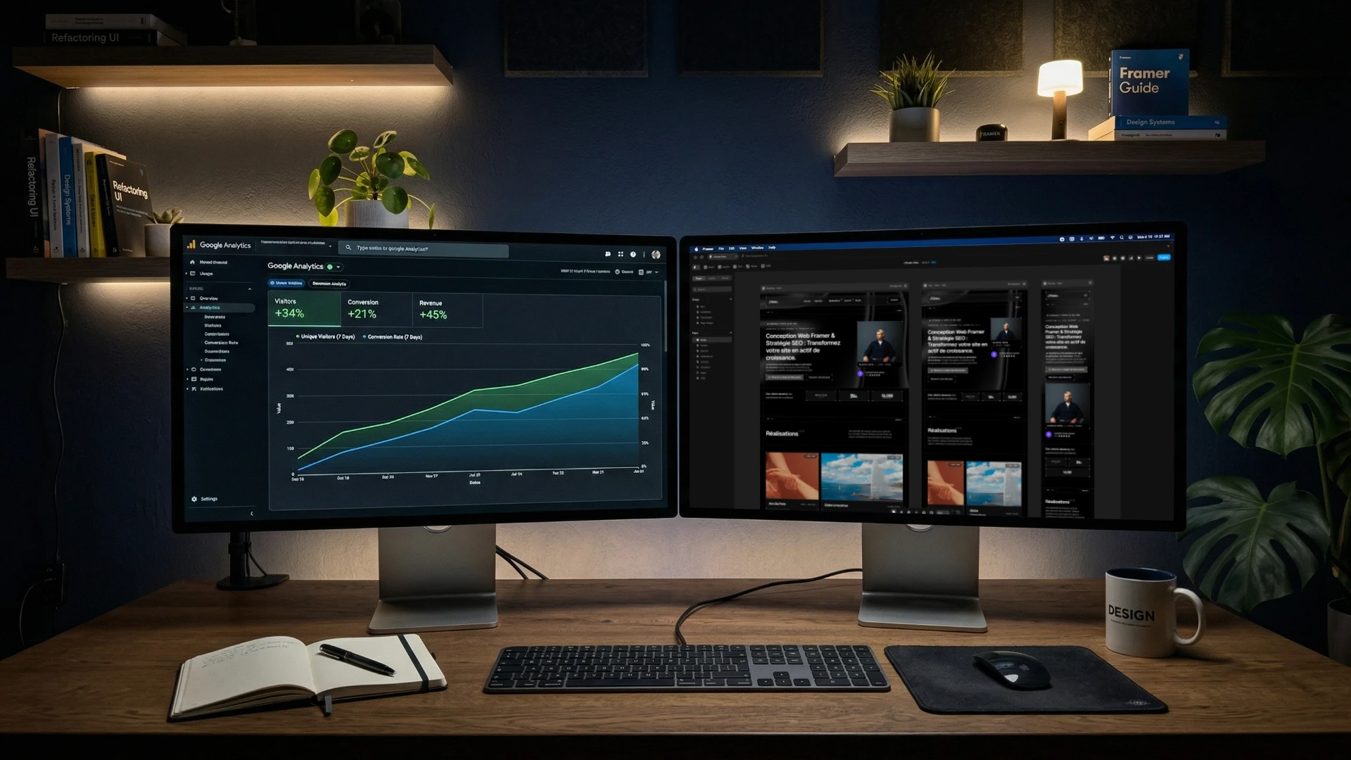 Graphique google analytics en croissance suite à un audit seo du studio dislo