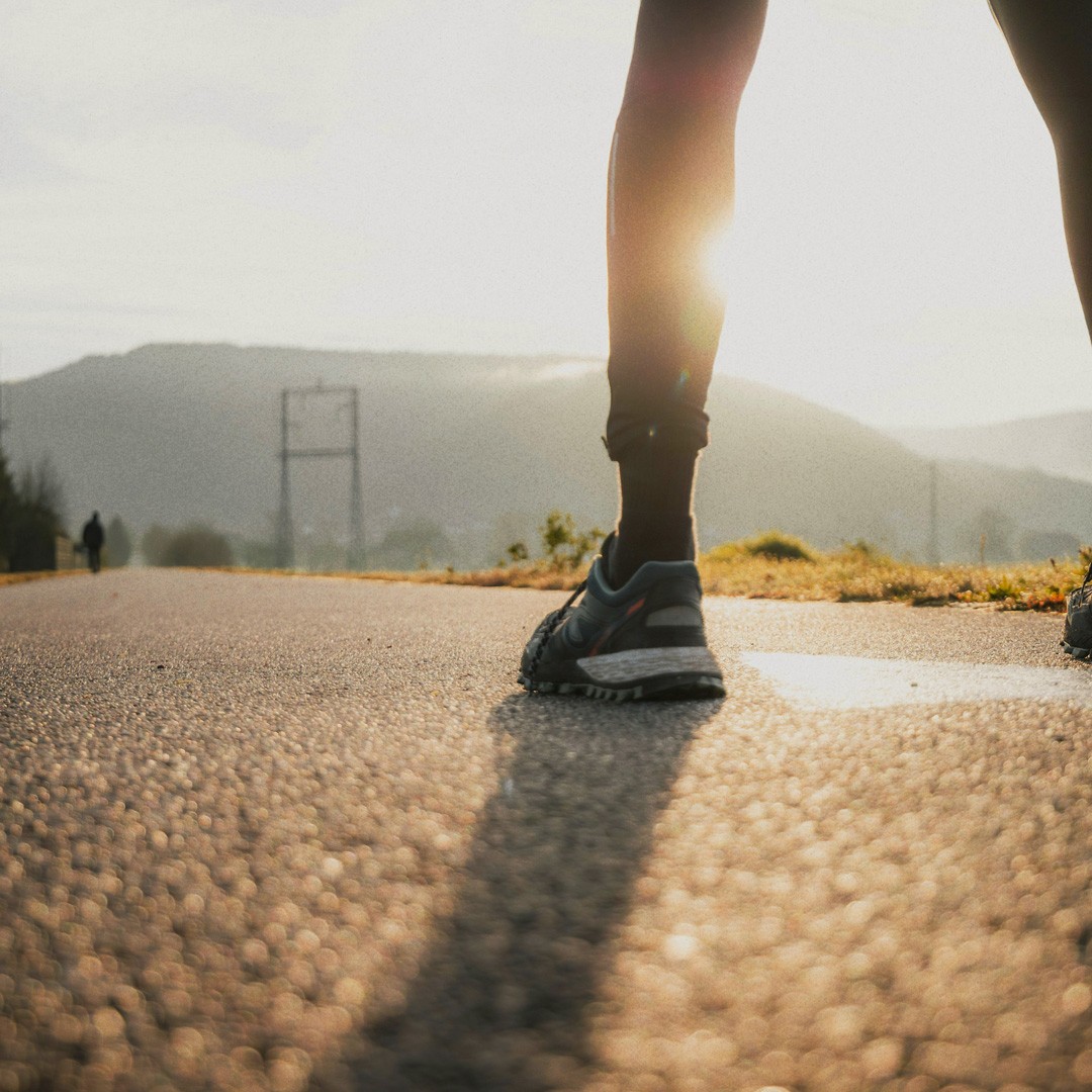 A person exercising outdoors.