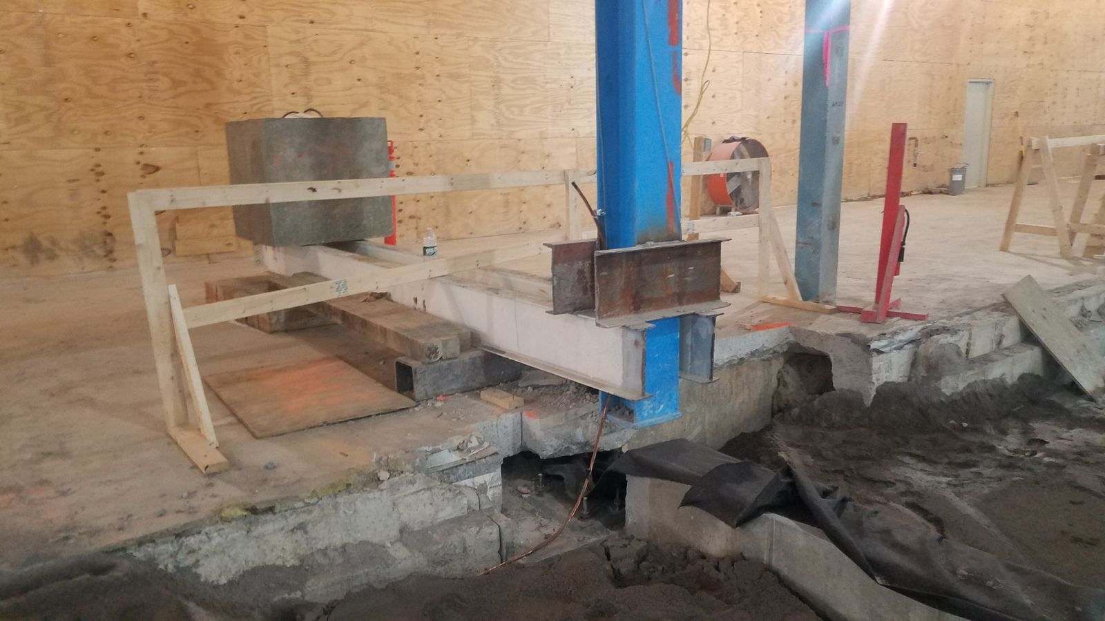 Column shoring at L.L.Bean, a specialty structures and renovation project by Shelley Engineering.