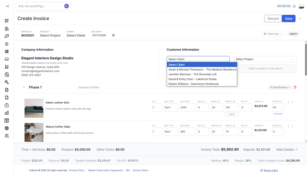 invoices, estimates and purchase orders screenshot