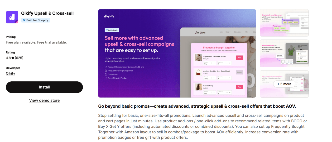 Qikify Upsell & Cross-sell on the Shopify App Store