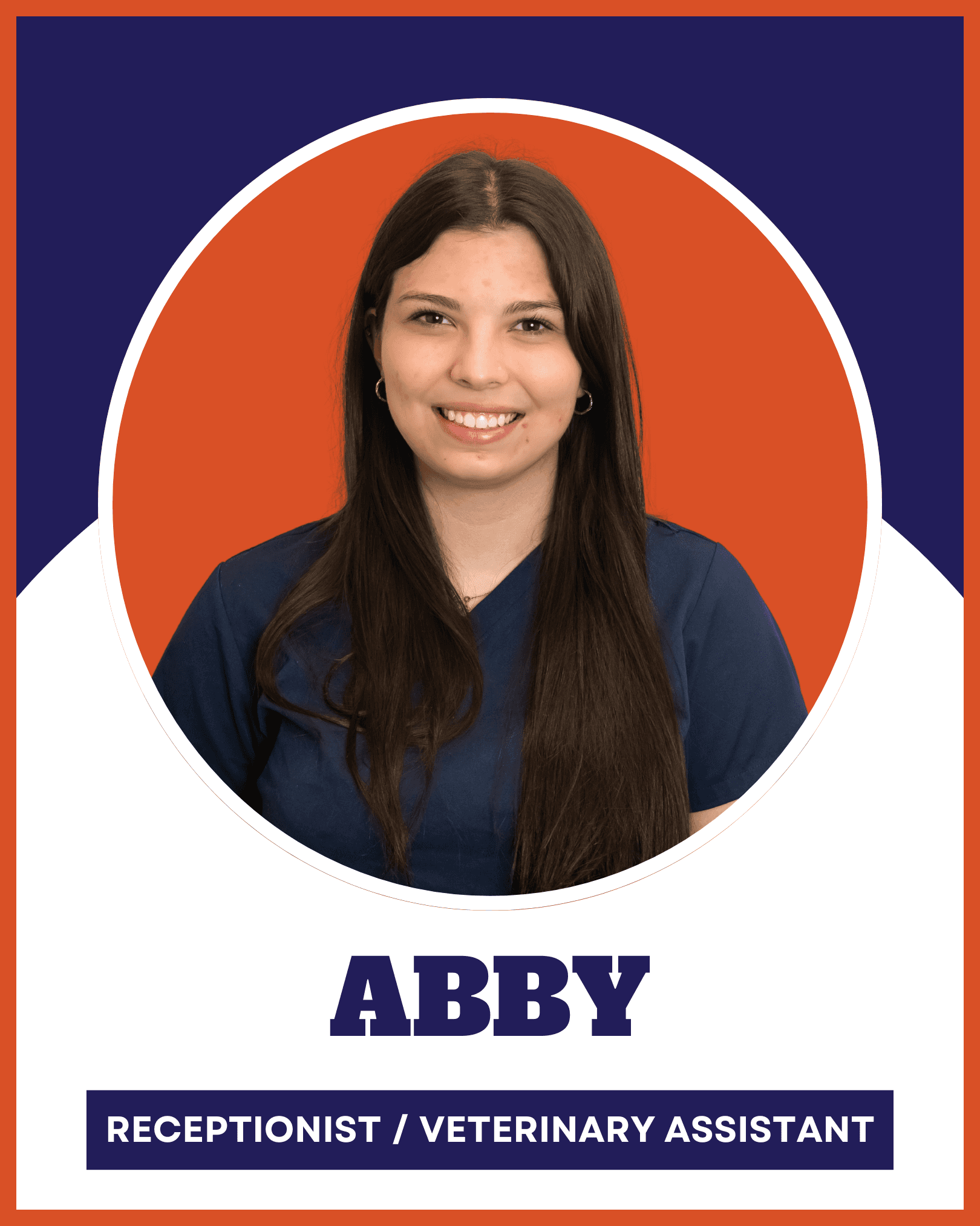 Abby, Veterinary Assistant, supporting our doctors and caring for pets like her own.