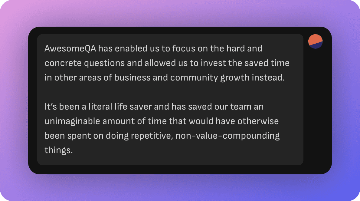 Dune's feedback about AwesomeQA