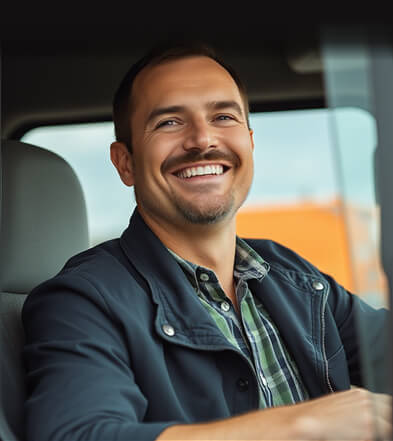 Caminhoneiro sorrindo