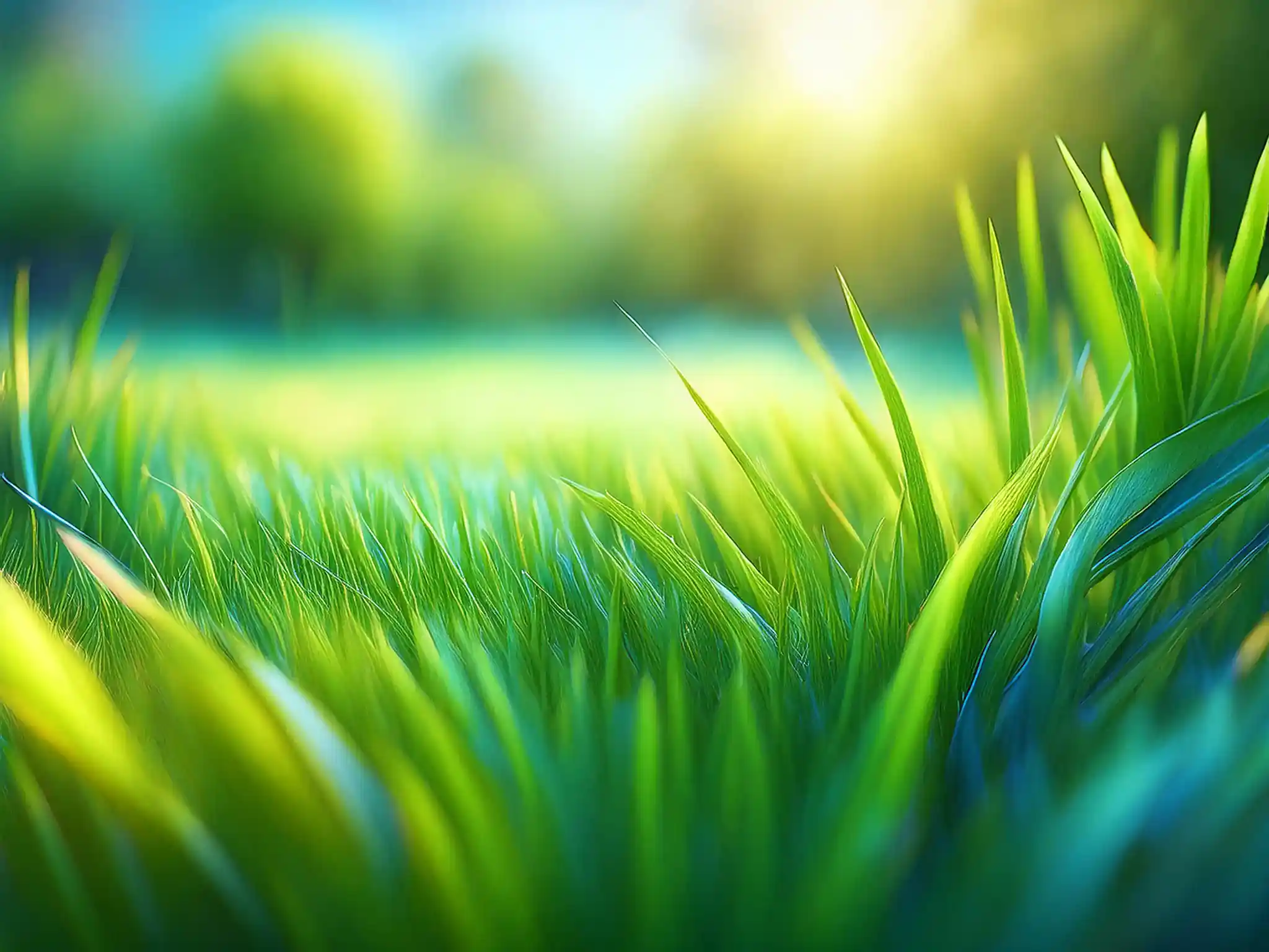An image of bright green grass growing on a sunny day