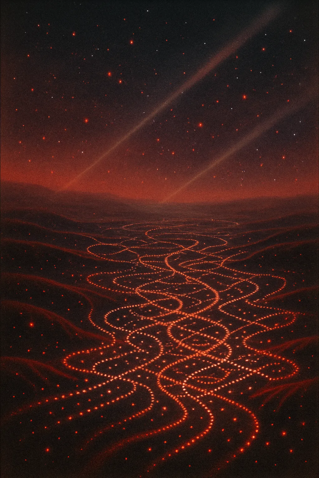 RockN' Socials digital marketing agency: vibrant red digital galaxy pattern.