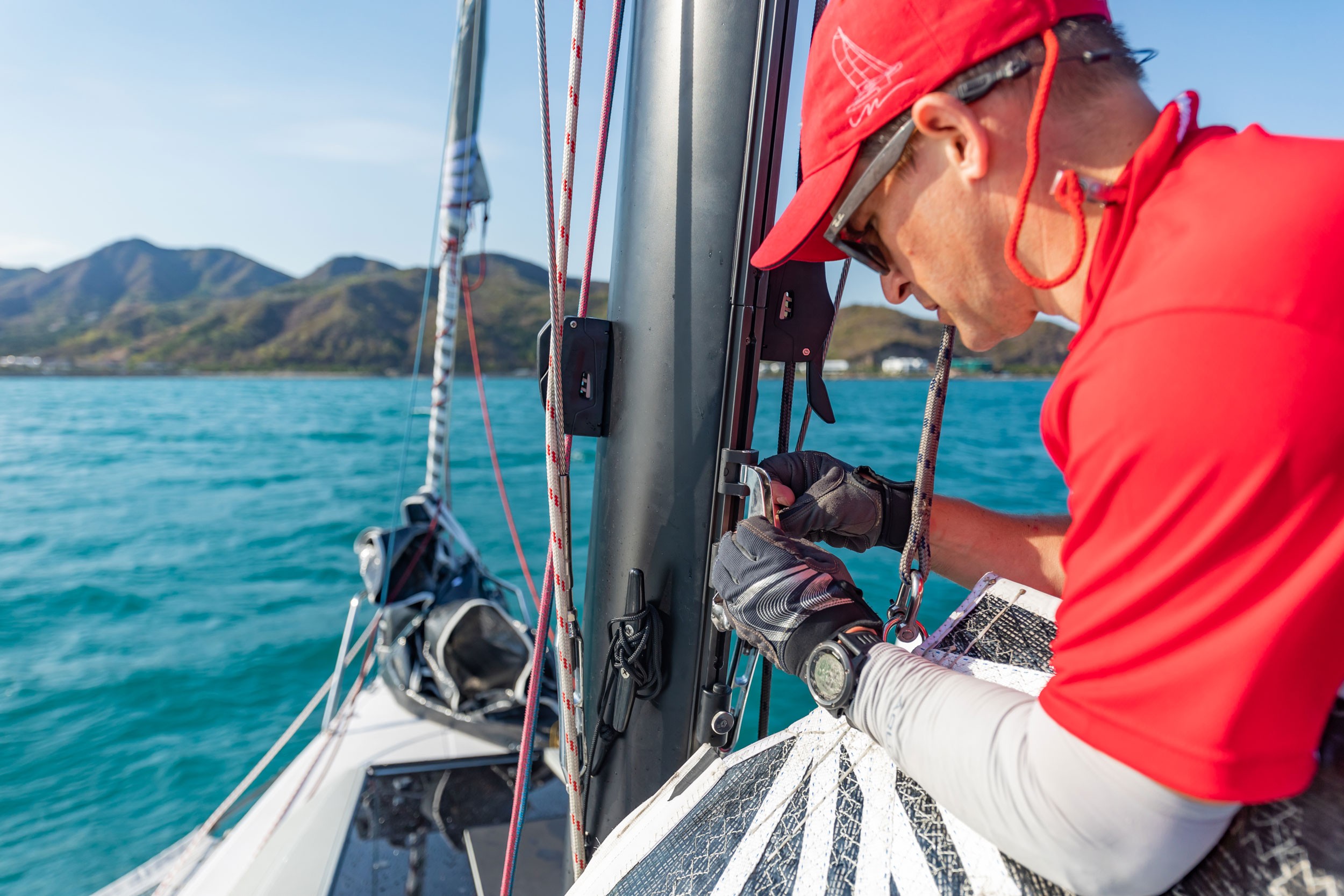 Windcraft technicians preparing a multihull