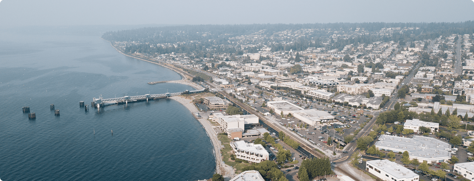 Ariel view of the Edmonds Waterfront
