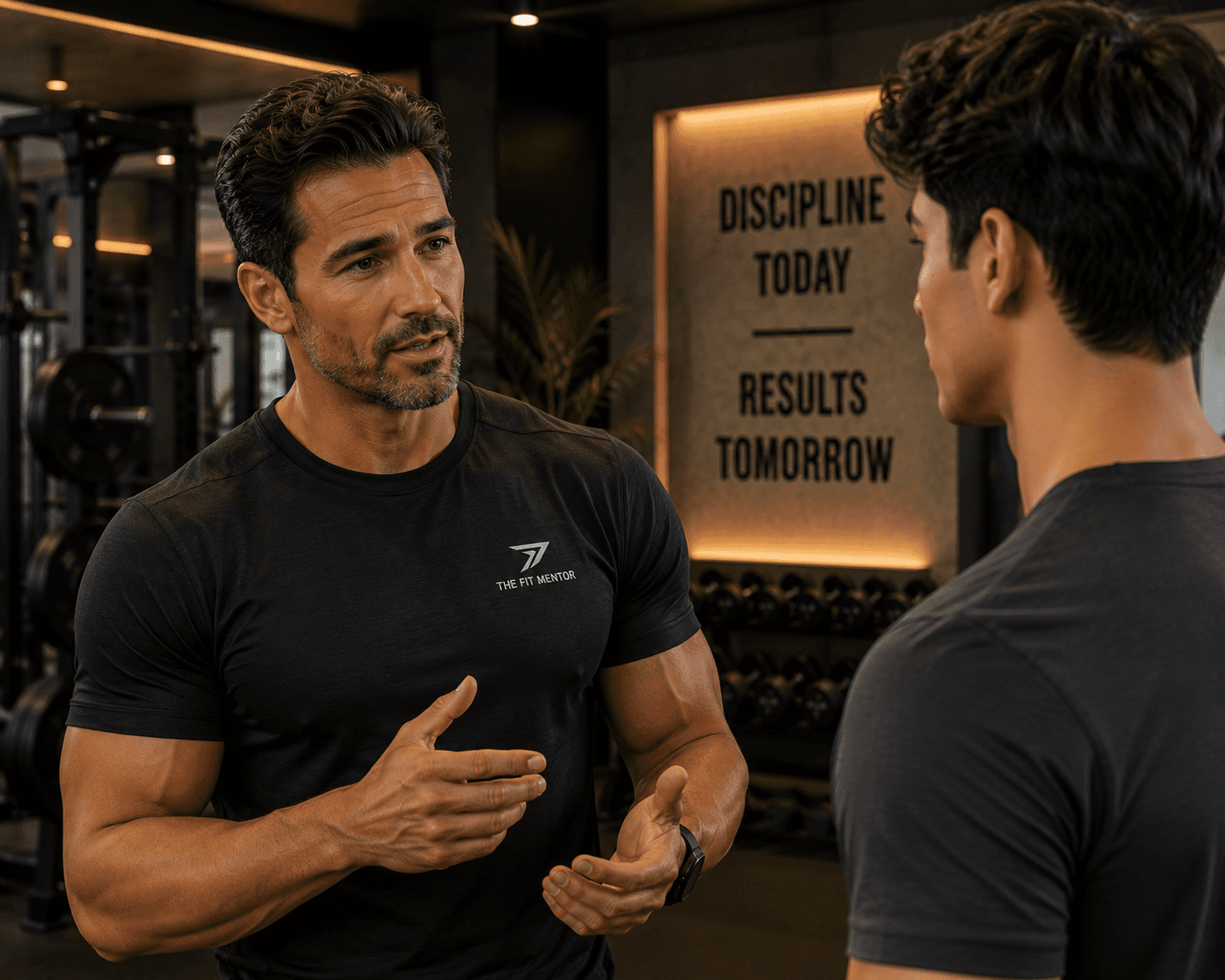 Coach explaining stuff to an athlete
