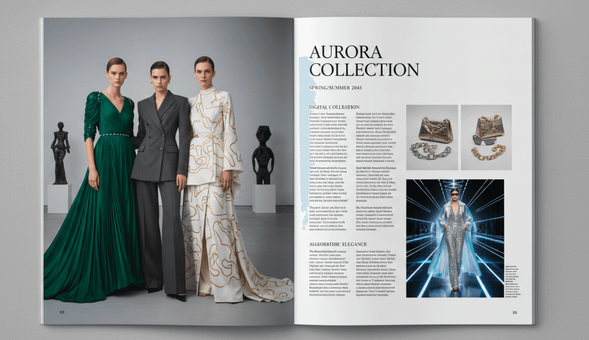 Editorial-style campaign visuals created with AI for fashion brand seasonal collection