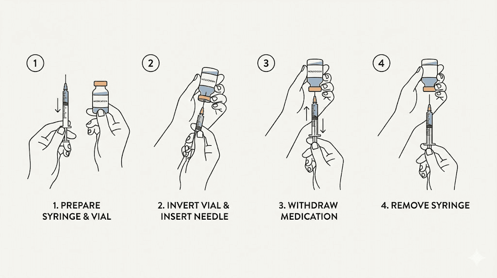 How to draw semaglutide from a vial with insulin syringe step by step