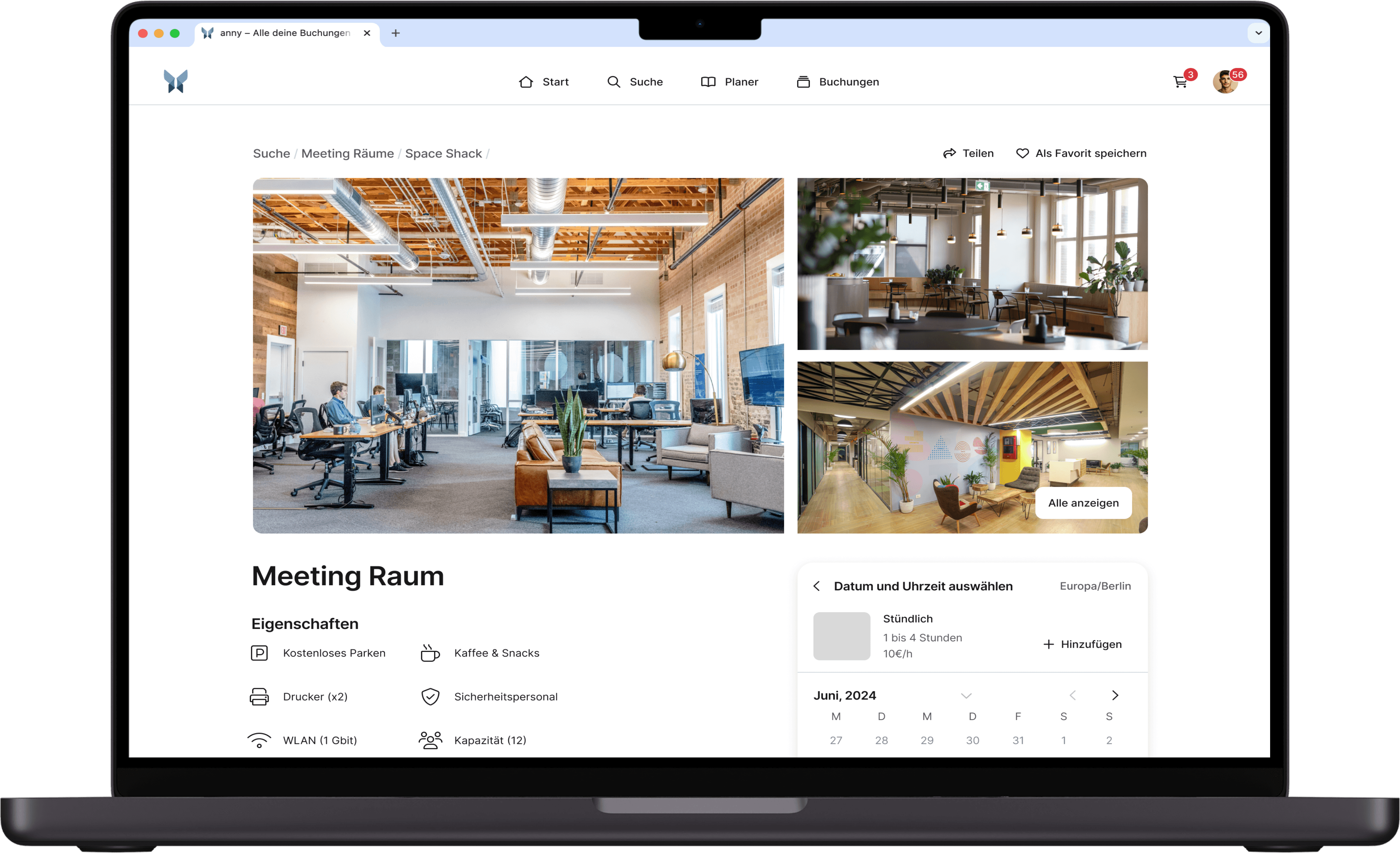 Raumbuchung über Desktop-App