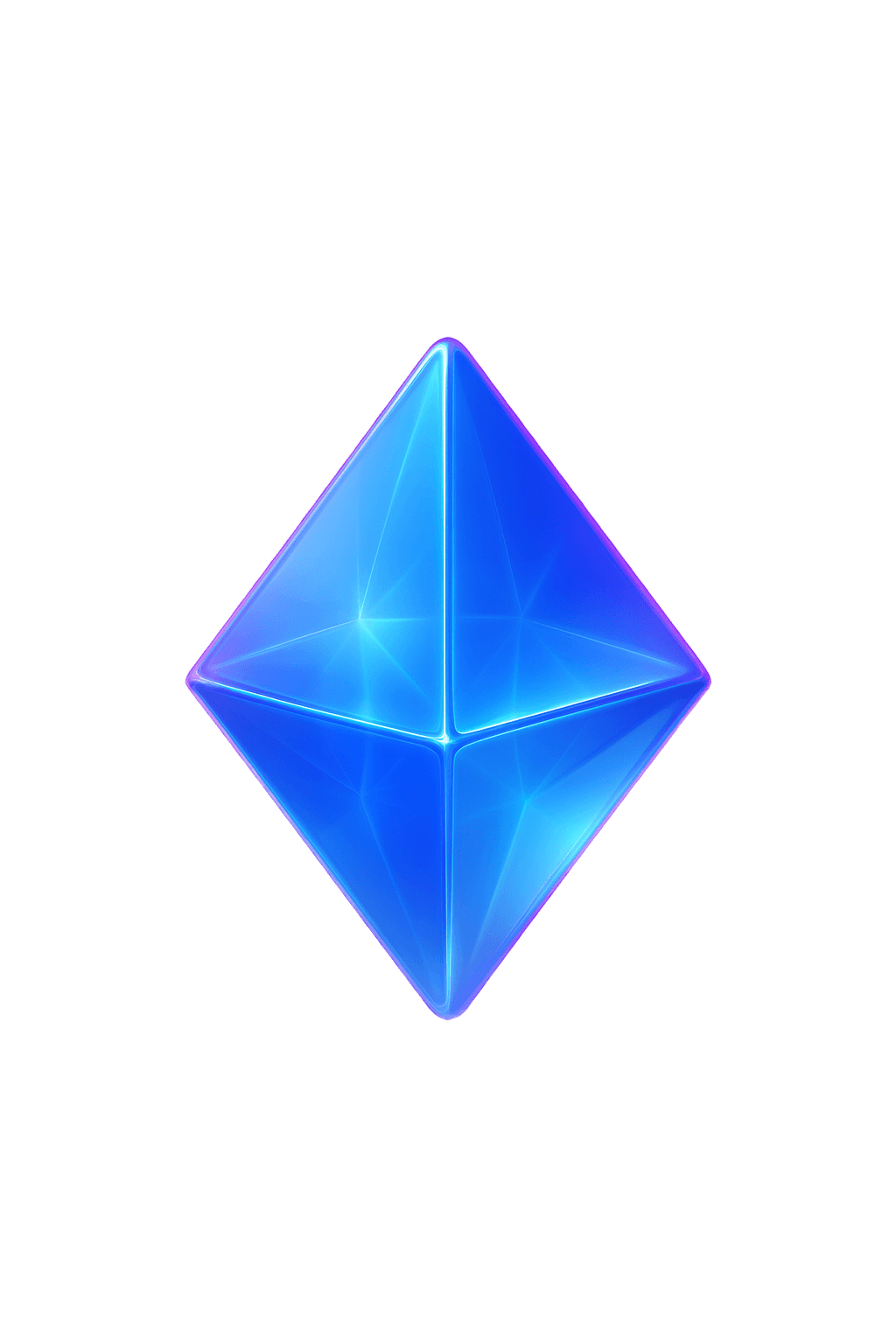 Glowing blue geometric diamond shape