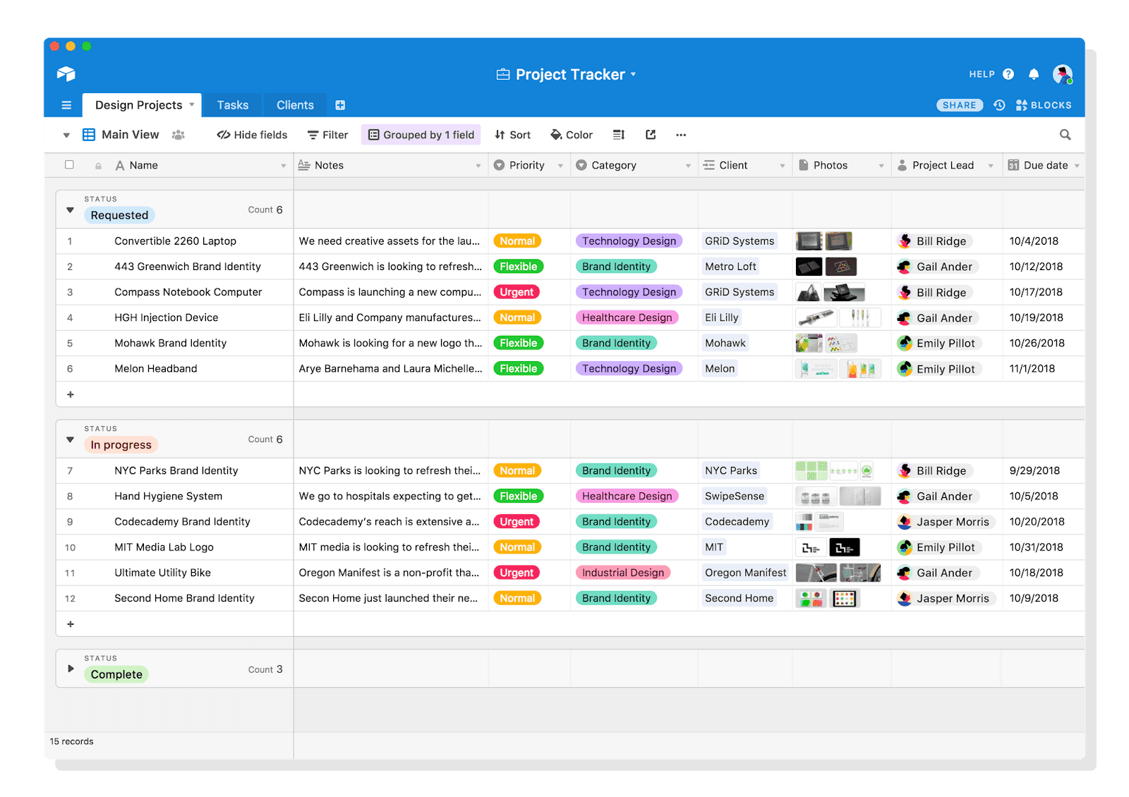 Airtable project tracker dashboard&nbsp;
