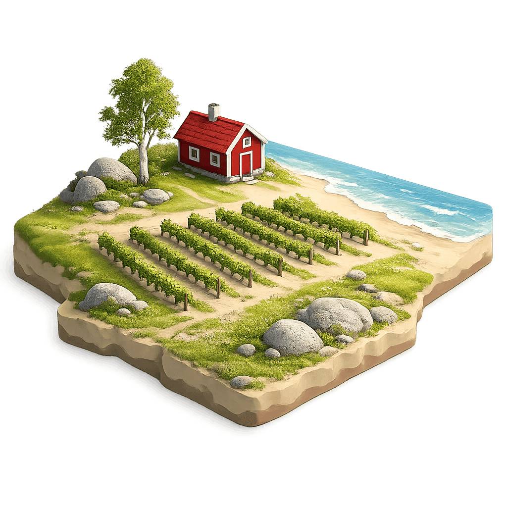 Artistic illustration of the Halland & Blekinge wine region.