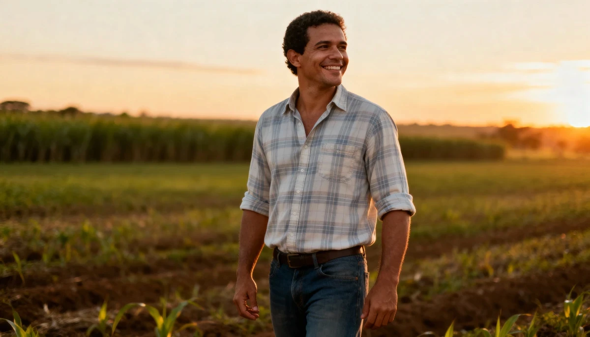 Imagem de um produtor feliz