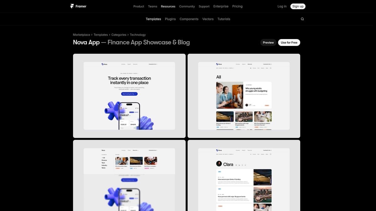 7 Idées De Template Framer À Essayer Absolument En 2026 - Nova App