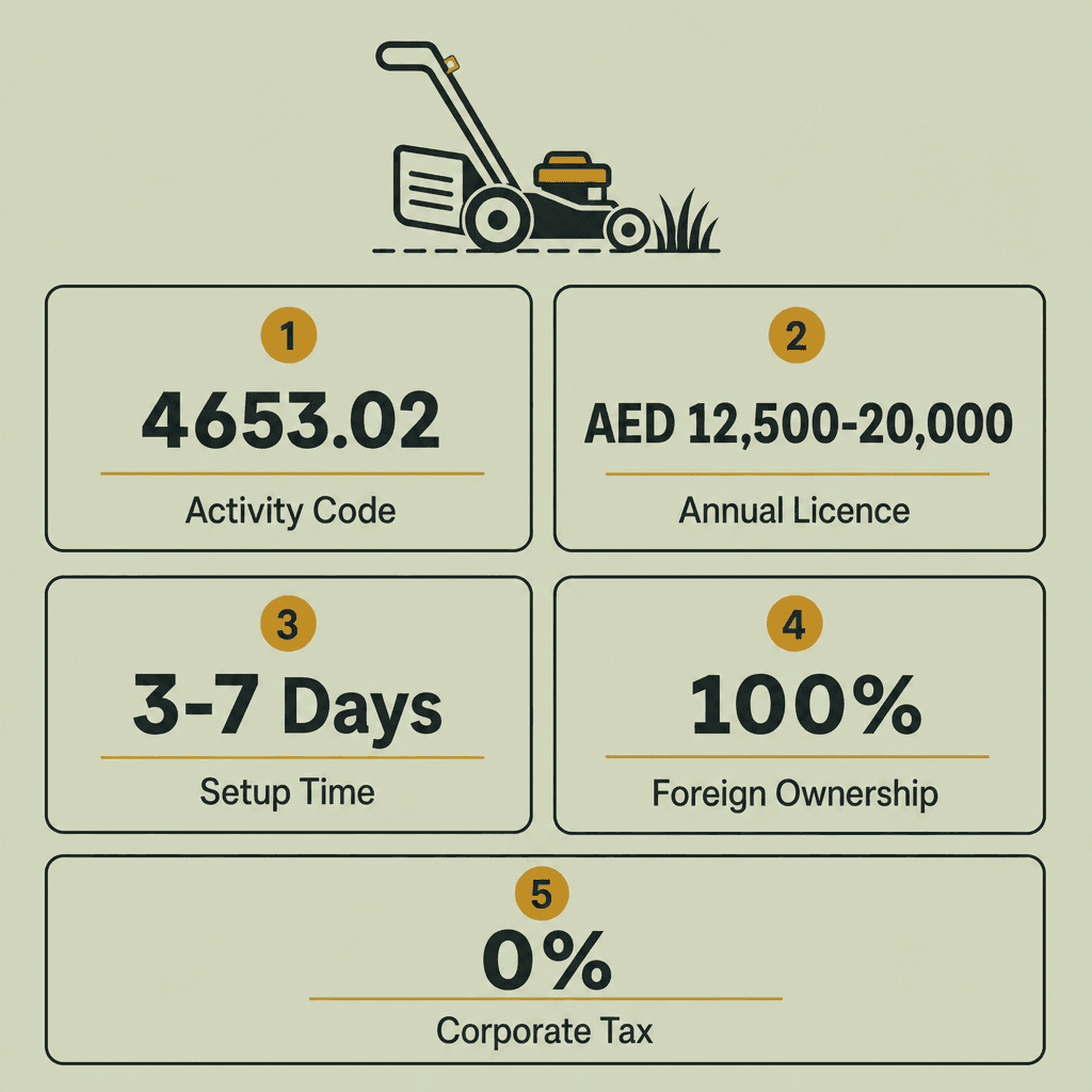 Infographic: Lawn Mowers & Garden Equipment Trading License in Dubai: Cost and Requirements
