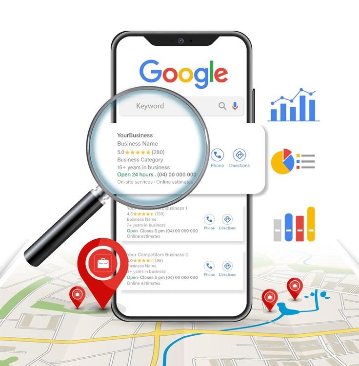 Google Search results displaying top-ranking local businesses.