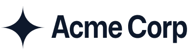 Acme Corp logo featuring a stylized letter "A" in blue and red colors on a white background.