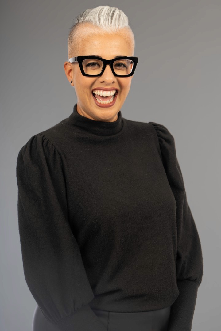 A woman having her portrait taken. 