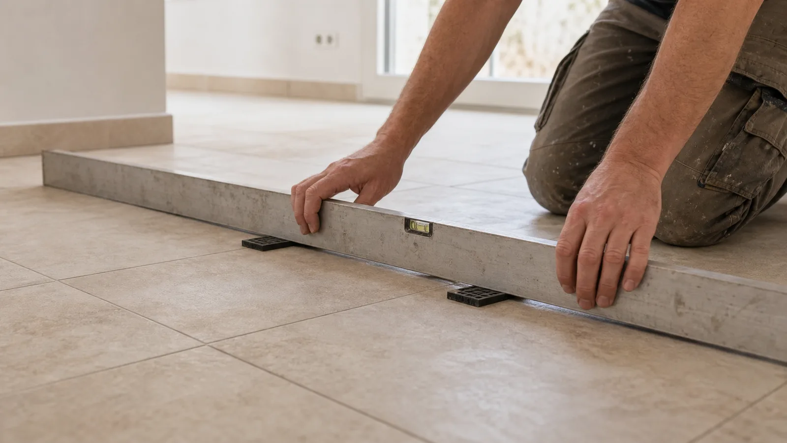 Contrôle de la planéité d’un carrelage avant pose de parquet