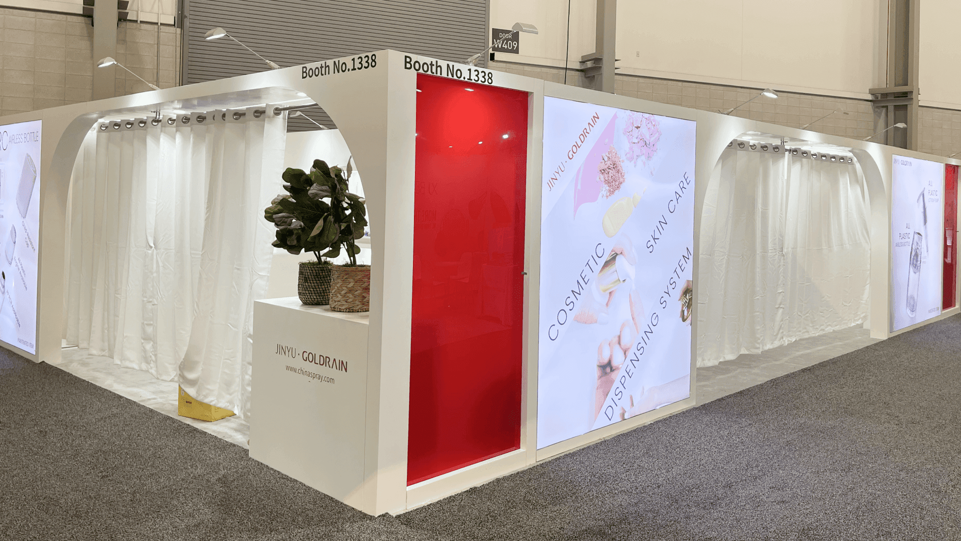 20x20 medical aesthetics booth at Wynn Las Vegas with aesthetic device display wall and clinical consultation area