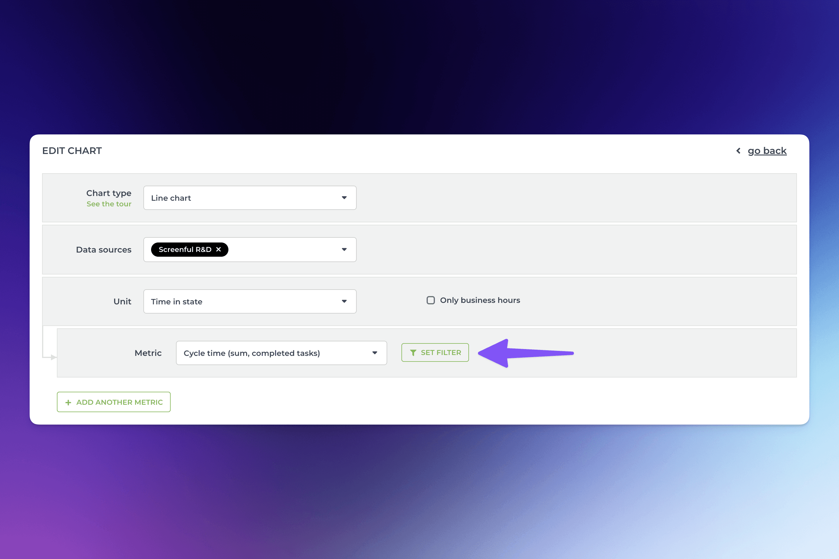 Change metric for chart in edit chart menu