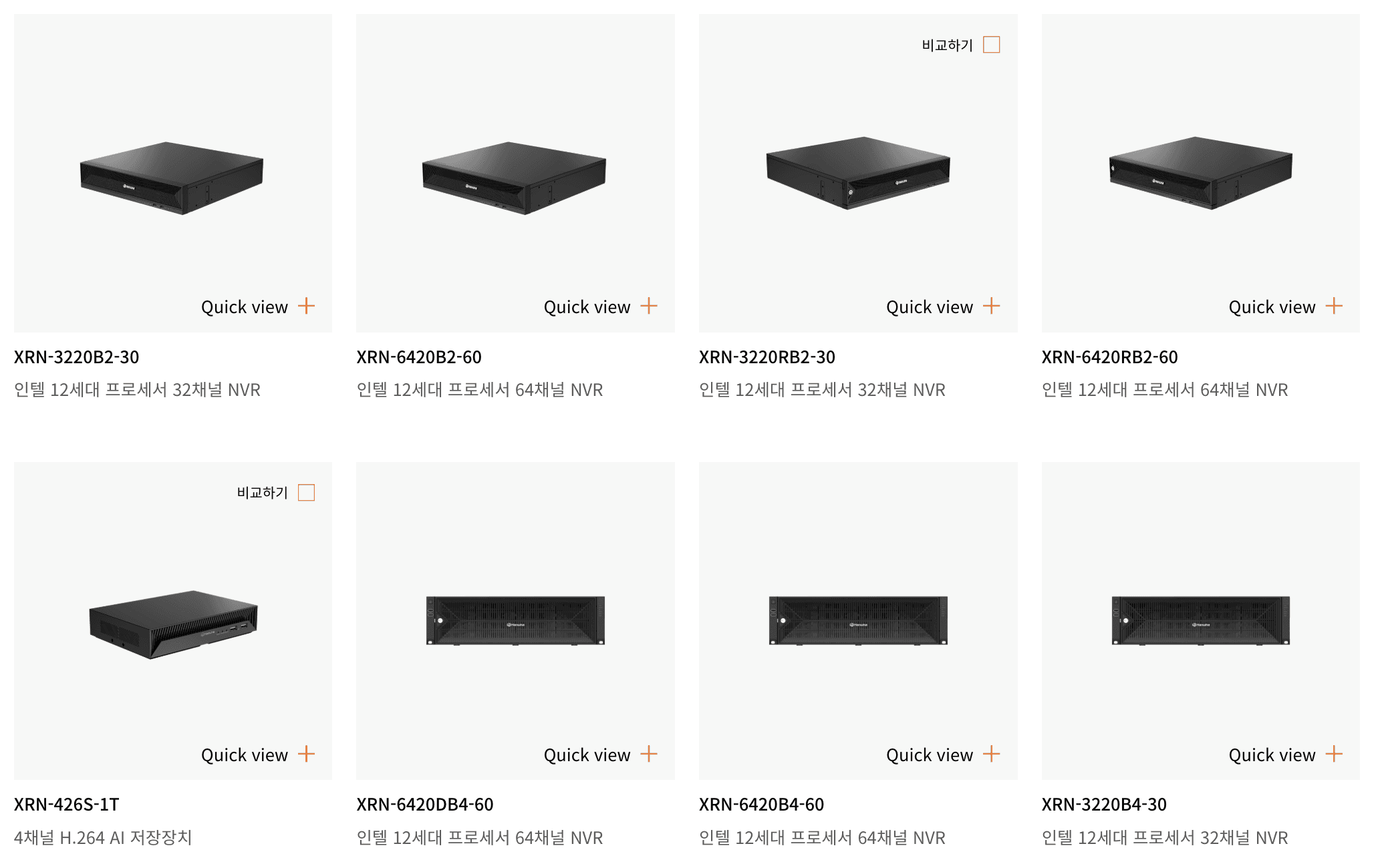 한화비전 모플의 NVR 제품 라인업