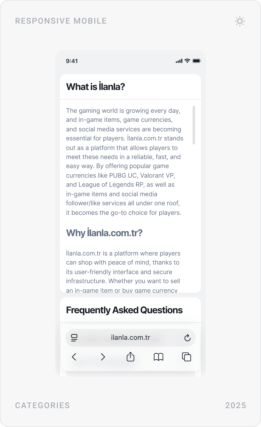 Clean Responsive Mobile Gaming Categories Design
