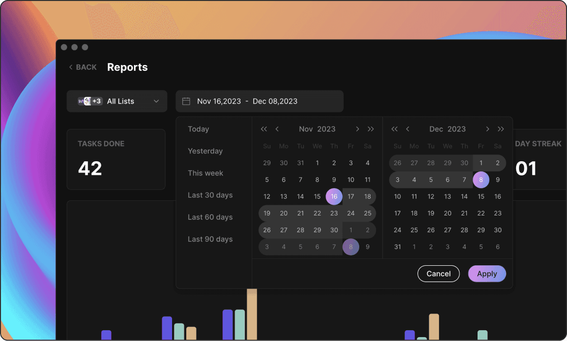 how date filtering works in Blitzit