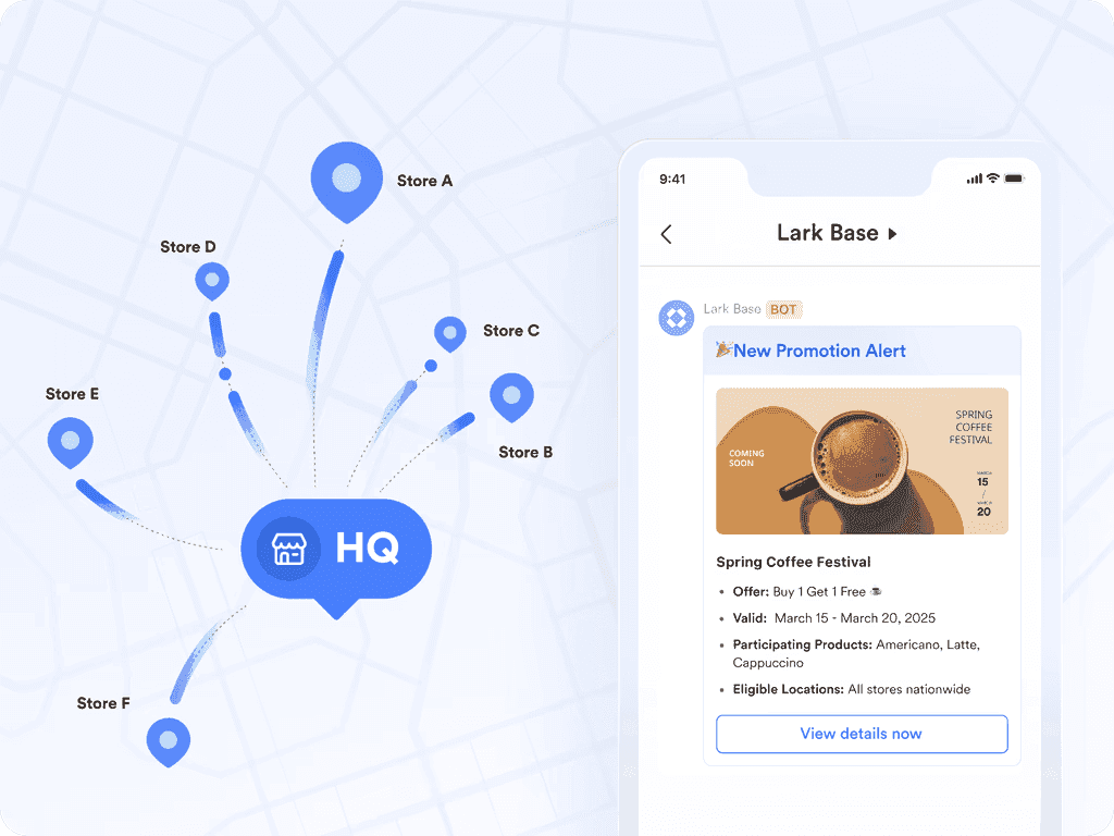 Displaying Lark Base on mobile with connectivity to different stores