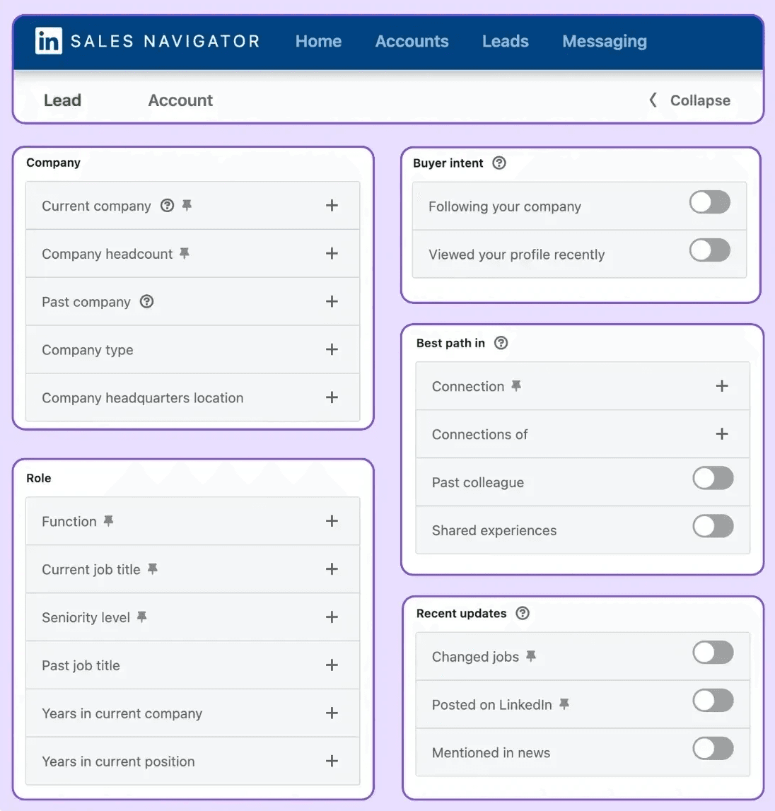 LinkedIn sales navigator filters