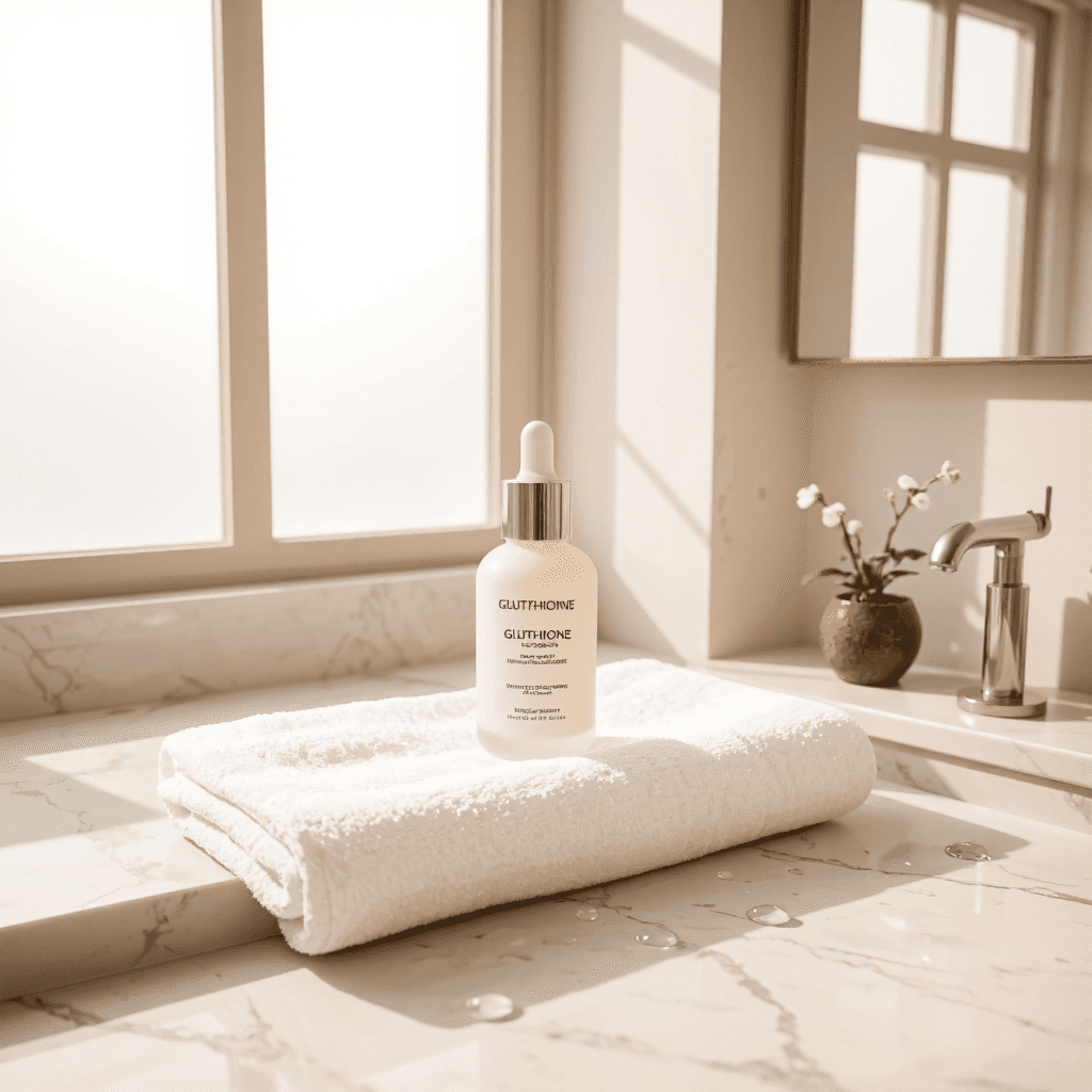 product photography of bottle of glutathione serum