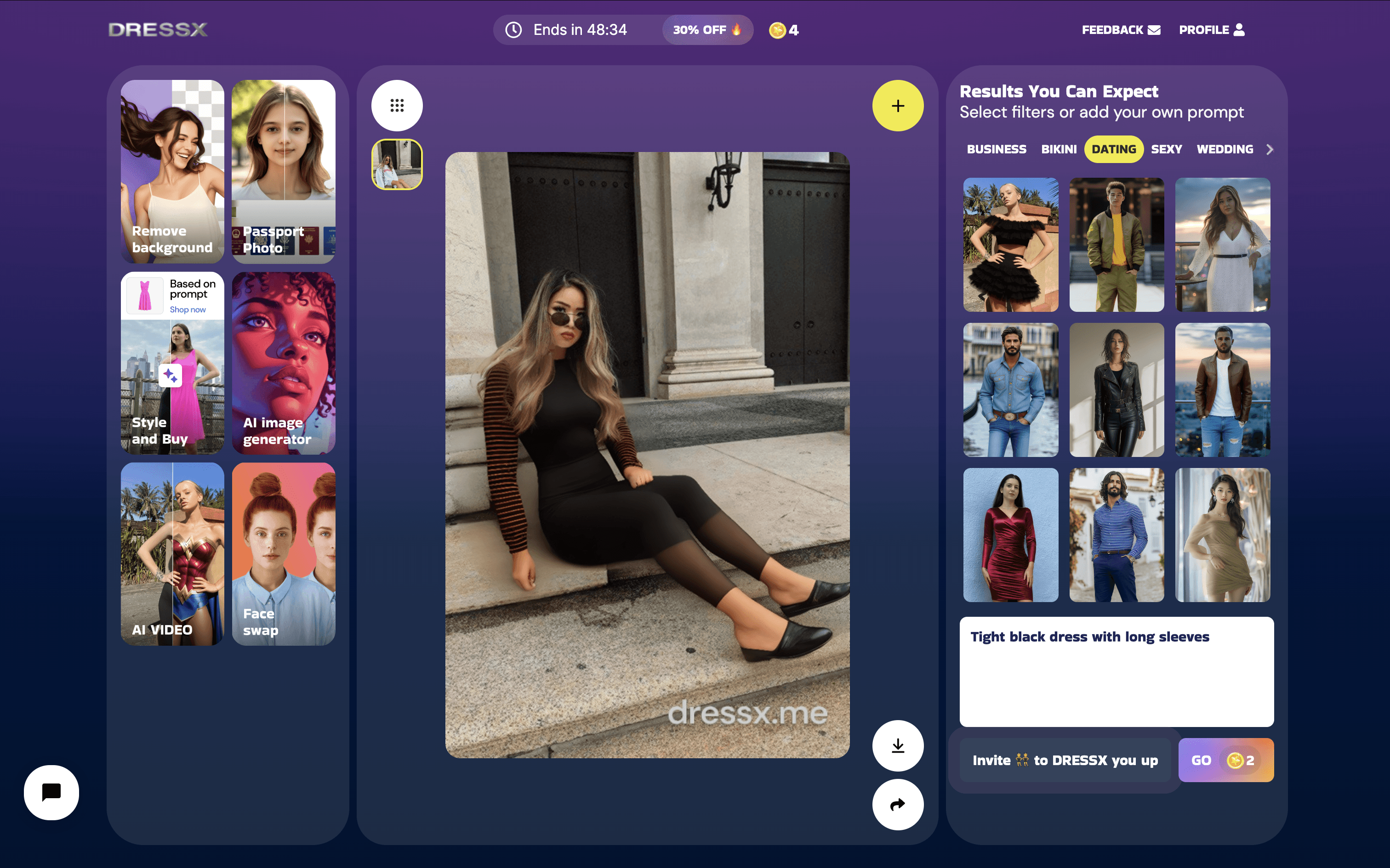 DressXMe is an AI Clothes Changer that can be used for dating apps