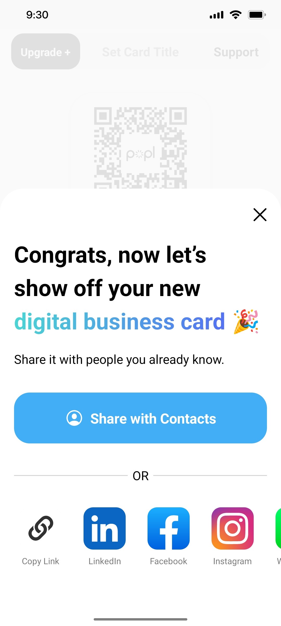 Popl Share With  Contact Screen