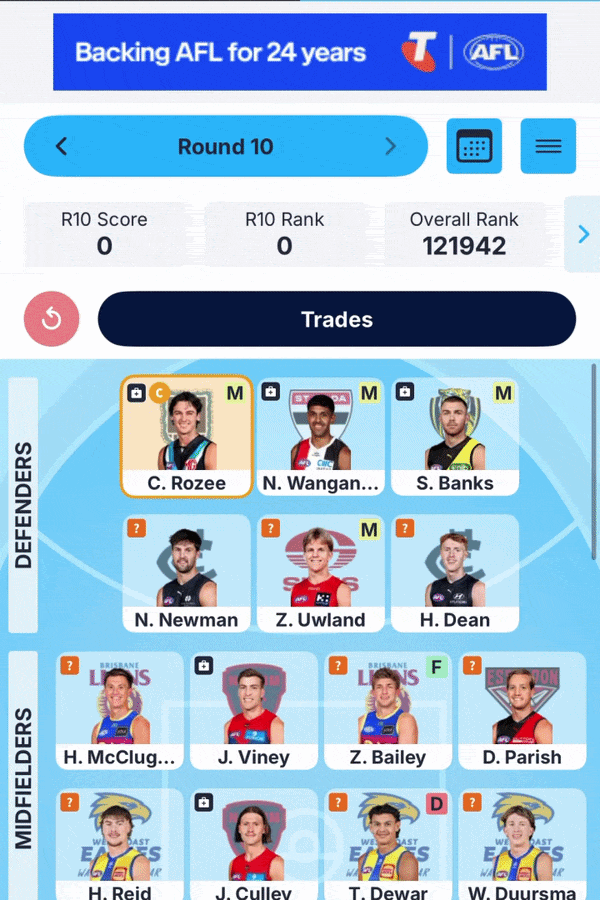 AFL Fantasy - Trade patterns