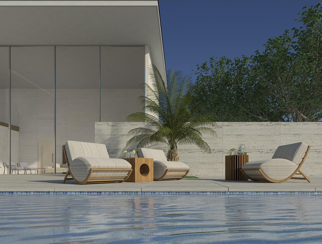 Outdoor furniture on a swimming pool